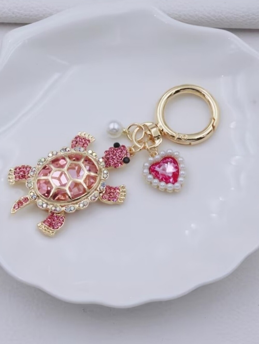 Pink Turtle Stone Keychain/bag  Charm